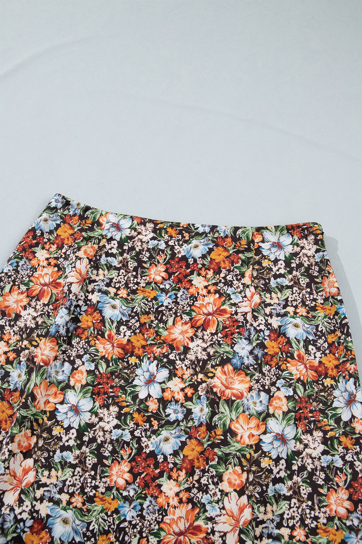 Khaki Cheetah Print Trim Split Long Western Skirt
