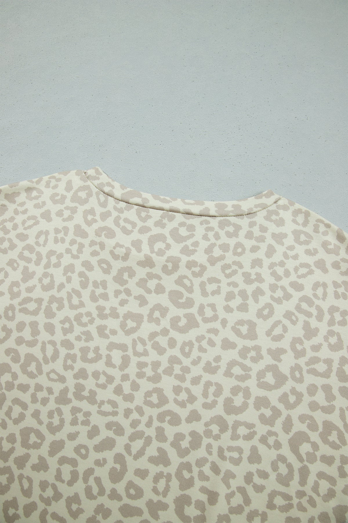 Gray Leopard Print Varsity Striped Detail 3/4 Sleeve Top Shift Pant Set