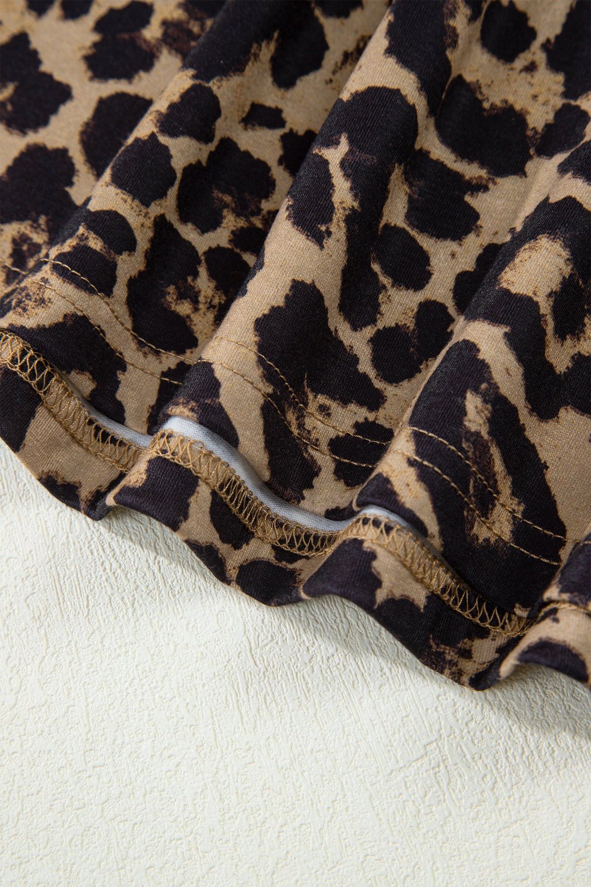 Brown Leopard Print Slim Long Sleeve T Shirt